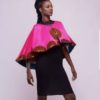 Pink African Print Cape & Black Dress - AFRICA BLOOMS