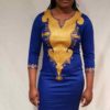 Blue Gold Dashiki Dress - AFRICA BLOOMS