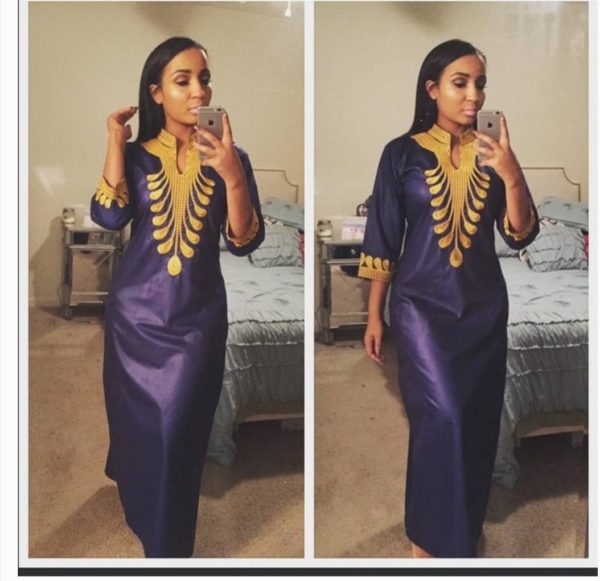 Purple Gold Dashiki Kaftan Dress - AFRICA BLOOMS
