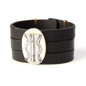 Black Leather Bracelet - African Bracelet for Men & Women - 1 - Africa Blooms