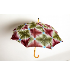Wine Green African Print Umbrella - Africa Blooms