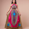 Pink African Print Dress - Long Dashiki Dress - Africa Blooms