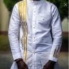 White & Gold Dashiki Ghana Mens Design - AFRICABLOOMS