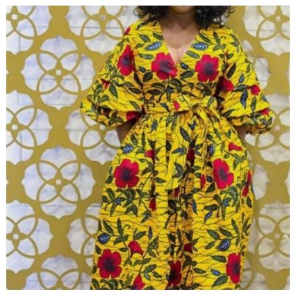 Yellow African Print Dress For Girls - Dresses and Girl Sets , yellow,  cotton, polyester