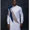 Latest White African Wedding Suits - Dashiki Menswear - Blue & Grey Dashiki - AFRICA BLOOMS