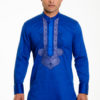 Blue & Gray African Print Fashion Shirt Dashiki - AFRICABLOOMS