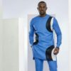 Latest Blue Dashiki Mens Suit - Traditional African Attire Mens - AFRICABLOOMS