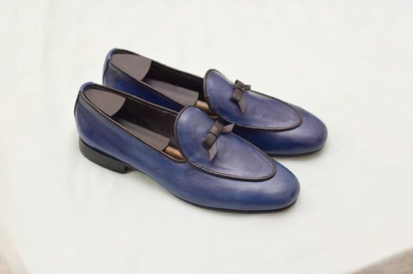 Navy Blue Mens Dress Shoes Loafers - AFRICA BLOOMS