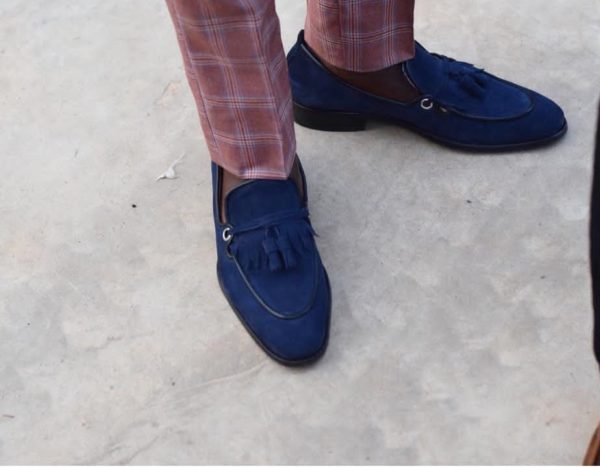 Blue Mens Dress Shoes Loafers for African Men - AFRICABLOOMS