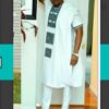 White & Black Agbada for Groom - Buy African Wedding Suit - AFRICA BLOOMS