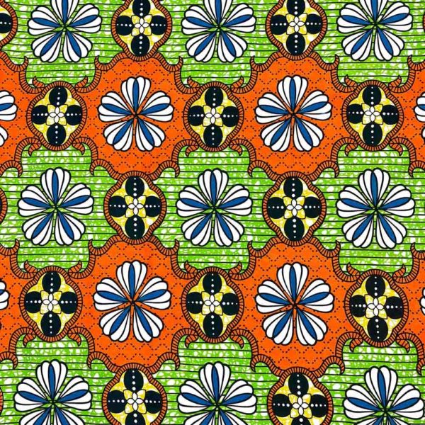 Orange & Green African Fabric - Ankara African Print Fabric Shop - 26 - AFRICABLOOMS