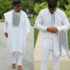 White & Black Mens Agbada Style - AFRICA BLOOMS