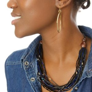 Black Multi Strand Beads Necklace - 1a - AFRICA BLOOMS