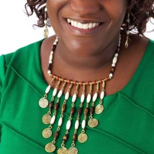 African Print Necklace - Ankara Jewellery - African Ethnic Ear ring - African Bone Ear ring Jewellery - Tribal Jewellery Set -e