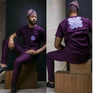 Purple Mens Kaftan Wedding Dashiki | Buy African Men Suit |AfricaBlooms
