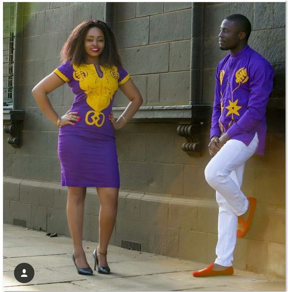 Purple & Gold African Couple Outfits