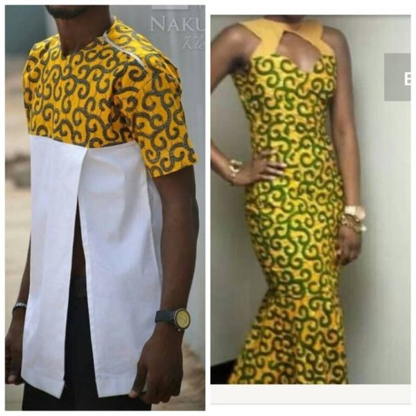 White & Yellow Matching African Dashiki for Couple for Wedding - AFRICA BLOOMS