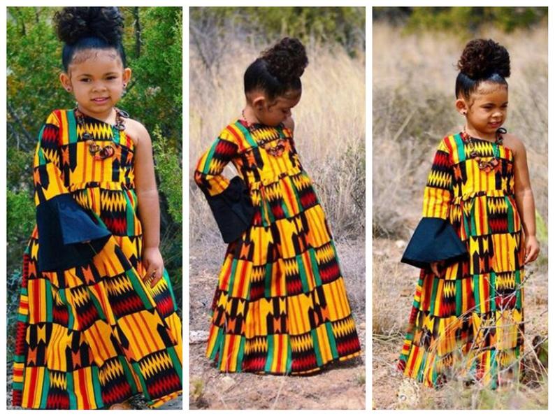 Mawusi Clothing African Print Ghana Kente Girls Spandex Dress
