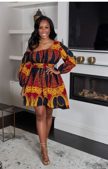 african print off shoulder dress