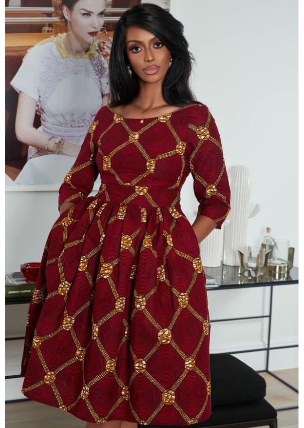 red african print dresses