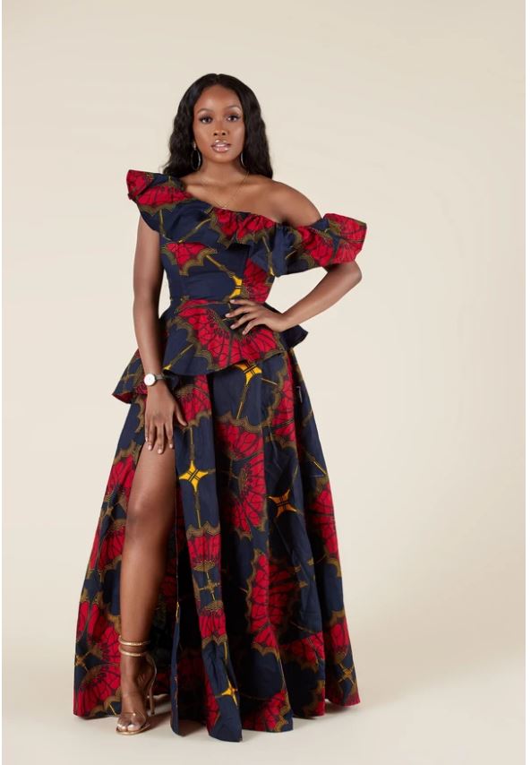 Long Front Slit African Print Dress  #1 Best Dashiki Dress & Modern Ankara  Styles