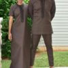Brown African Couple Wedding Outfits