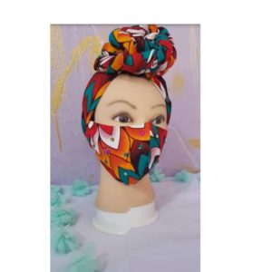 African Print Face Mask With Headwrap - Best Face Mask Headwrap Sale - AFRICA BLOOMS