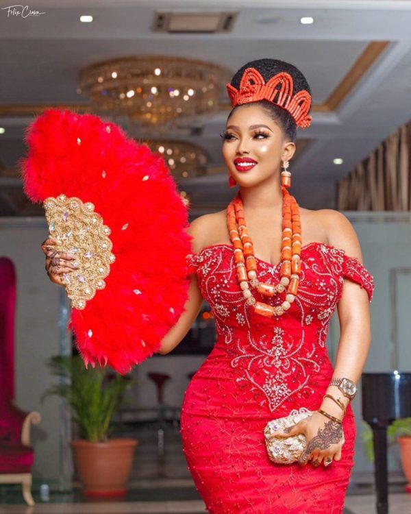 Red Traditional Wedding Dress for Bride - AFRICA BLOOMS