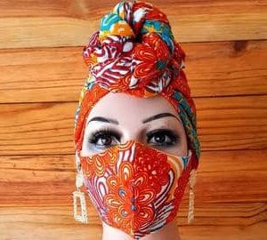 Best Face Mask Headwrap 002 - Cloth Face Mask - African Face Mask - Dashiki Face Mask for Sale - AFRICA BLOOMS